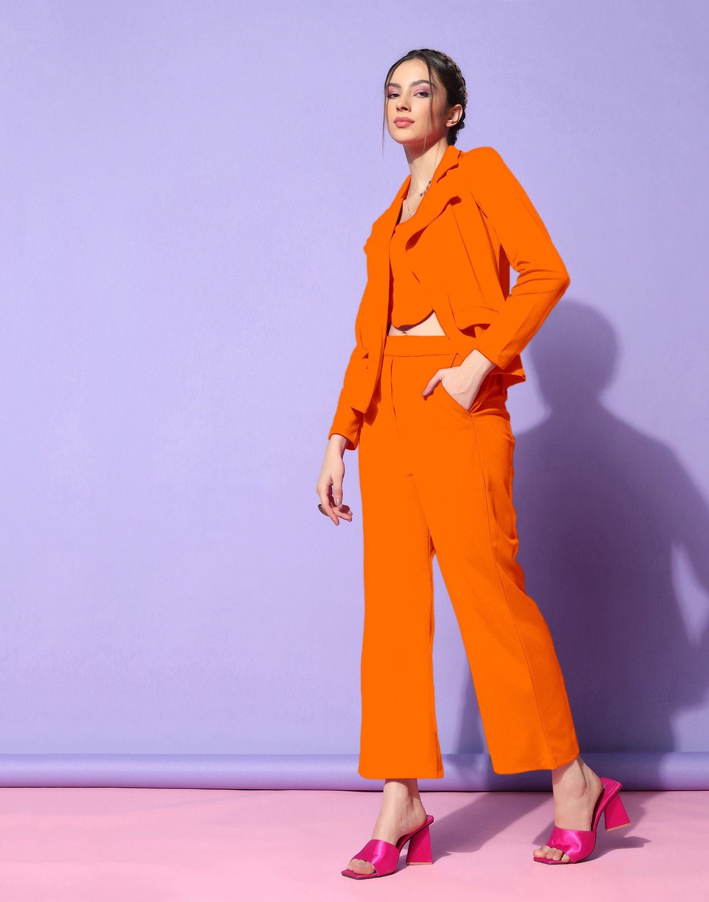 Orange Lycra Co-ord Set