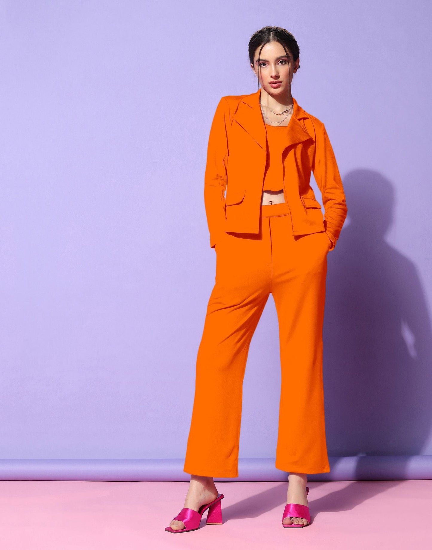 Orange Lycra Co-ord Set