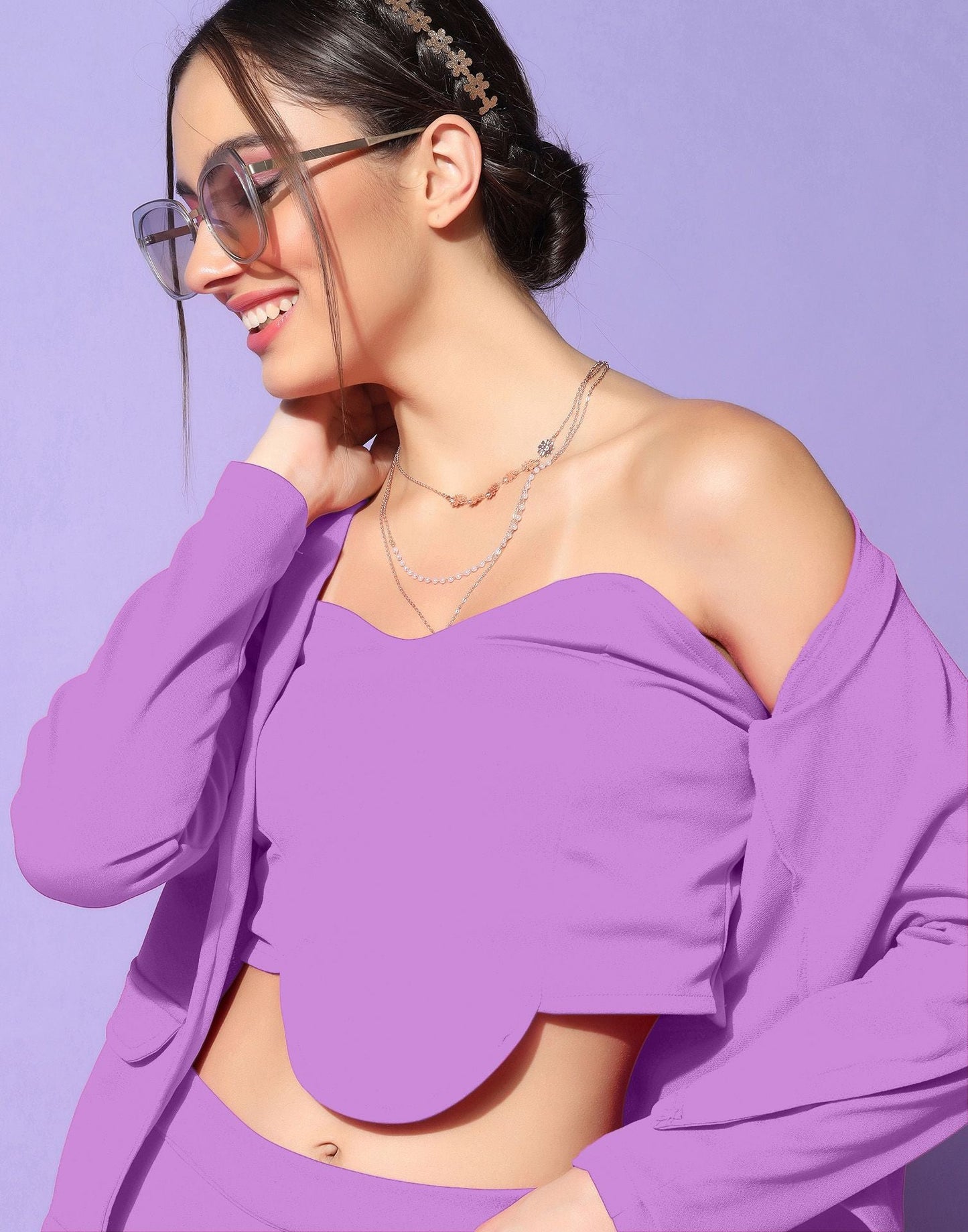 Dusty Purple Lycra Co-ord Set