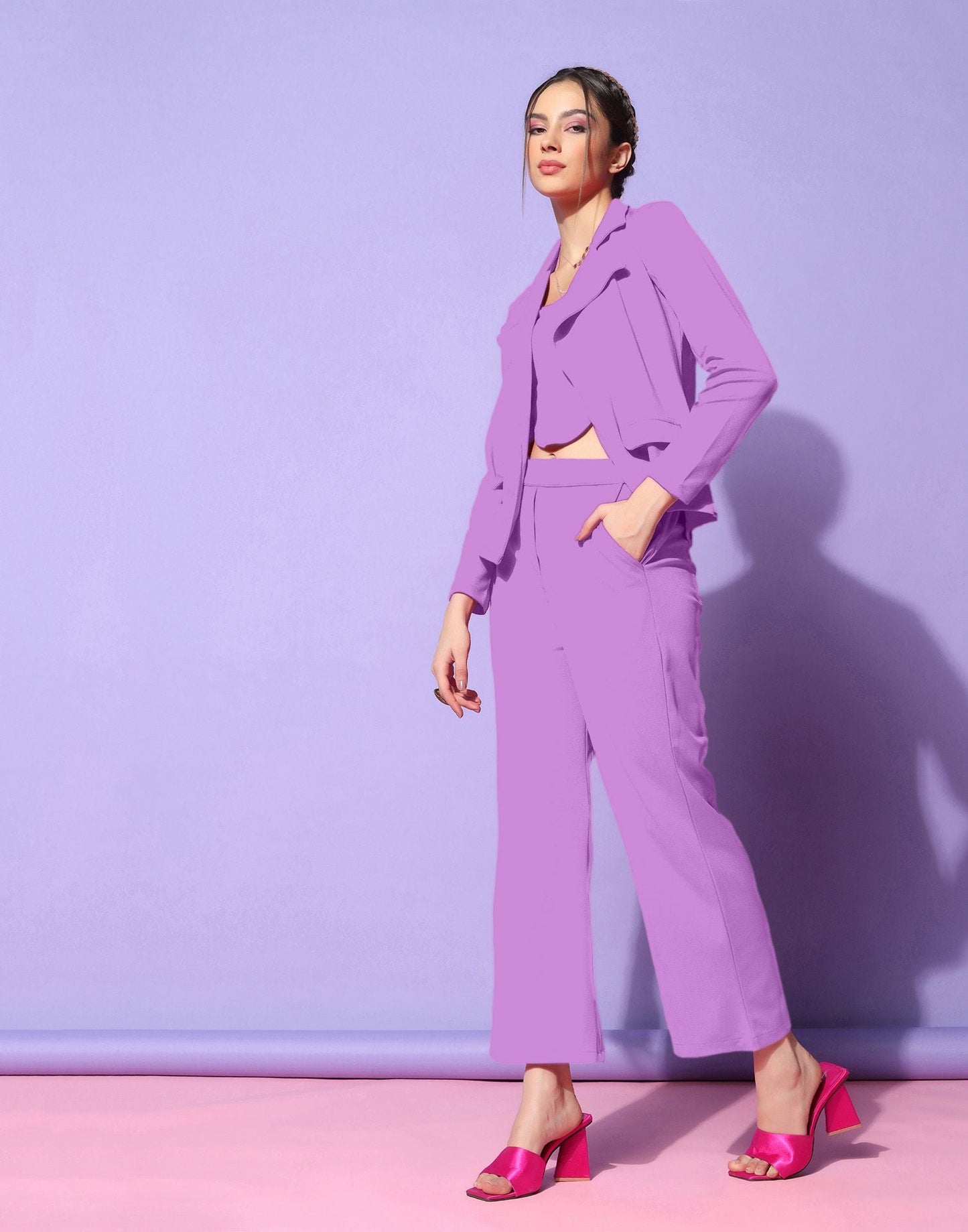 Dusty Purple Lycra Co-ord Set