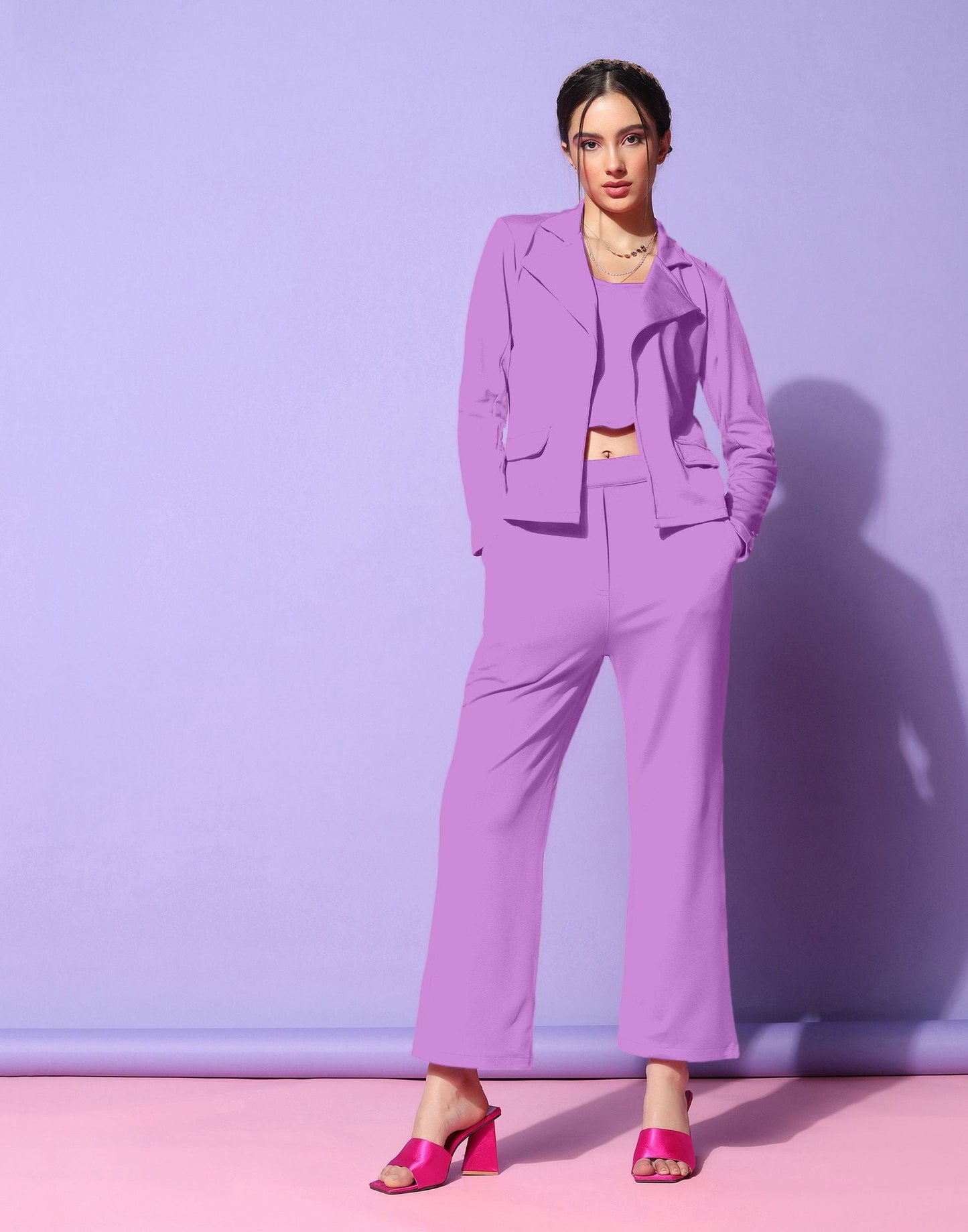 Dusty Purple Lycra Co-ord Set