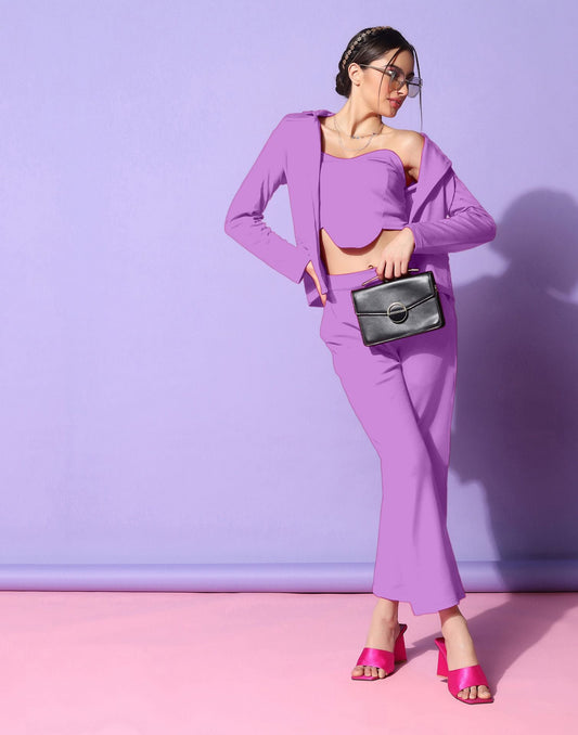 Dusty Purple Lycra Co-ord Set