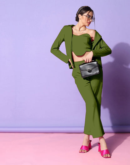 Olive Green Lycra Co-ord Set