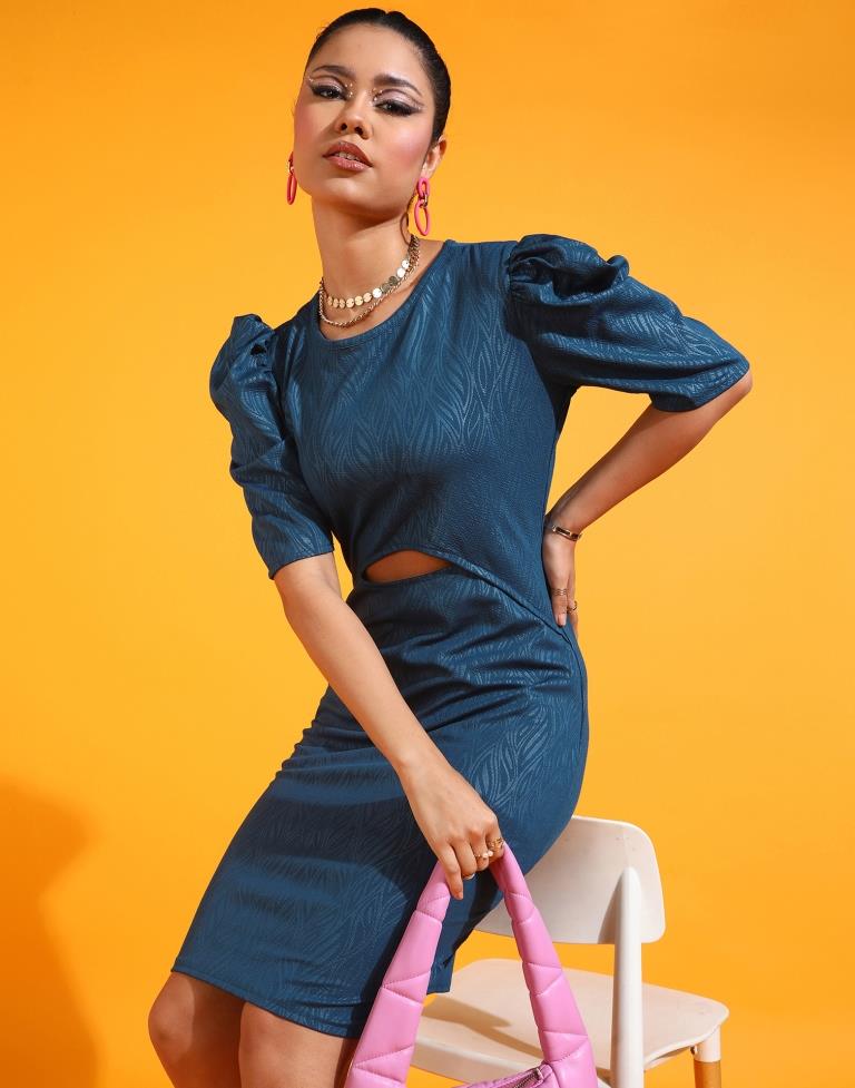 Teal Cut-out Bodycon Dress