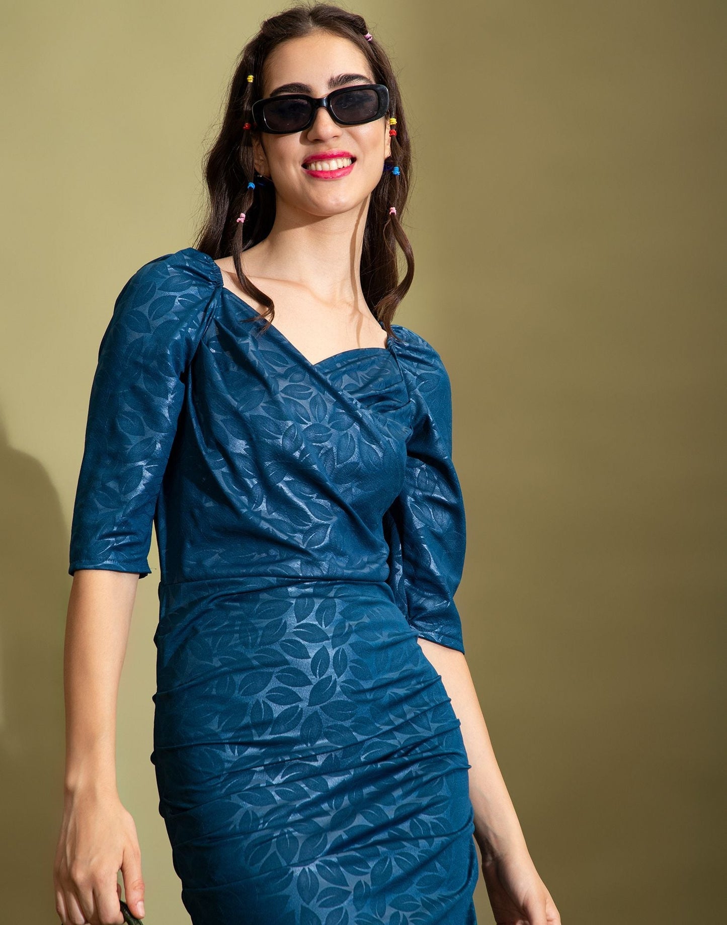 Teal Wrap Bodycon Dress | Sudathi