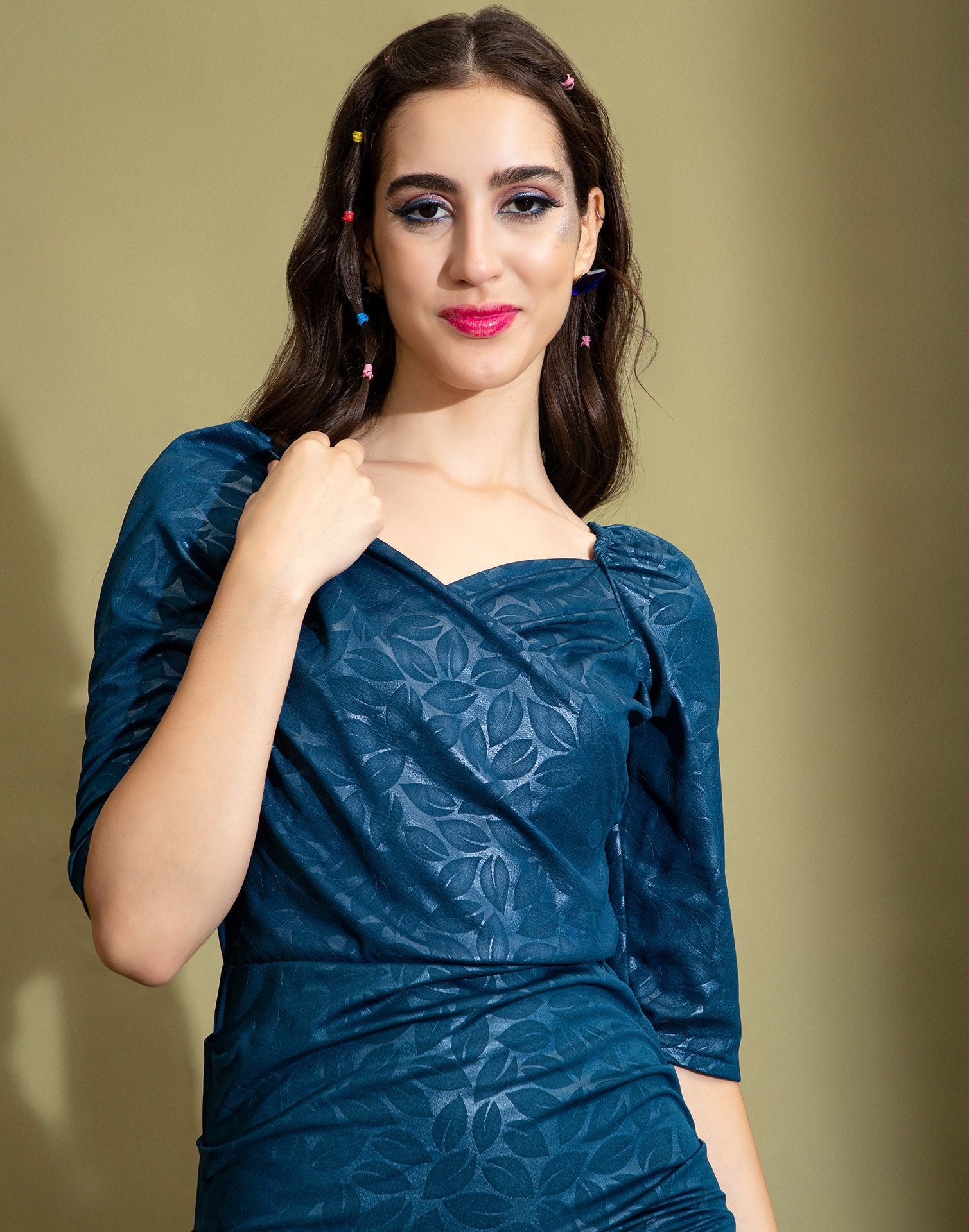 Teal Wrap Bodycon Dress | Sudathi