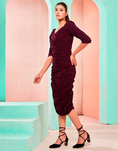 Maroon Wrap Bodycon Dress