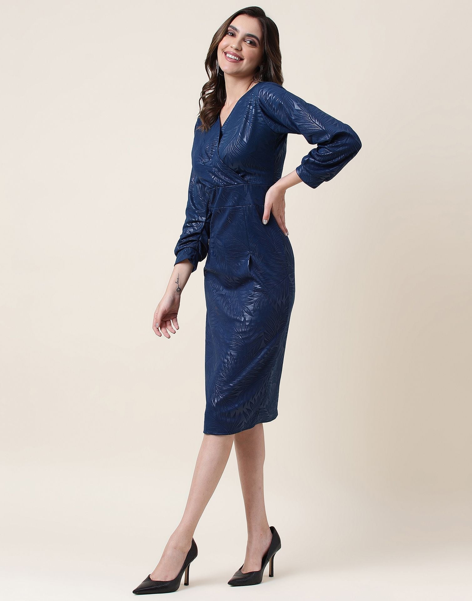 Teal Wrap Bodycon Dress | Sudathi
