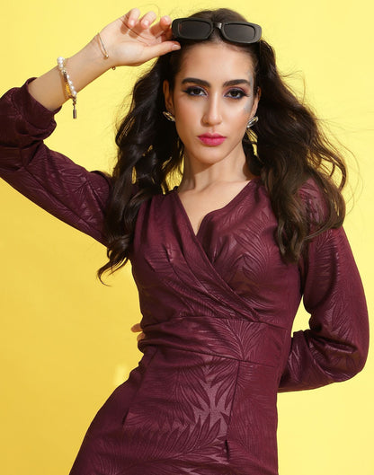 Maroon Wrap Bodycon Dress | Sudathi