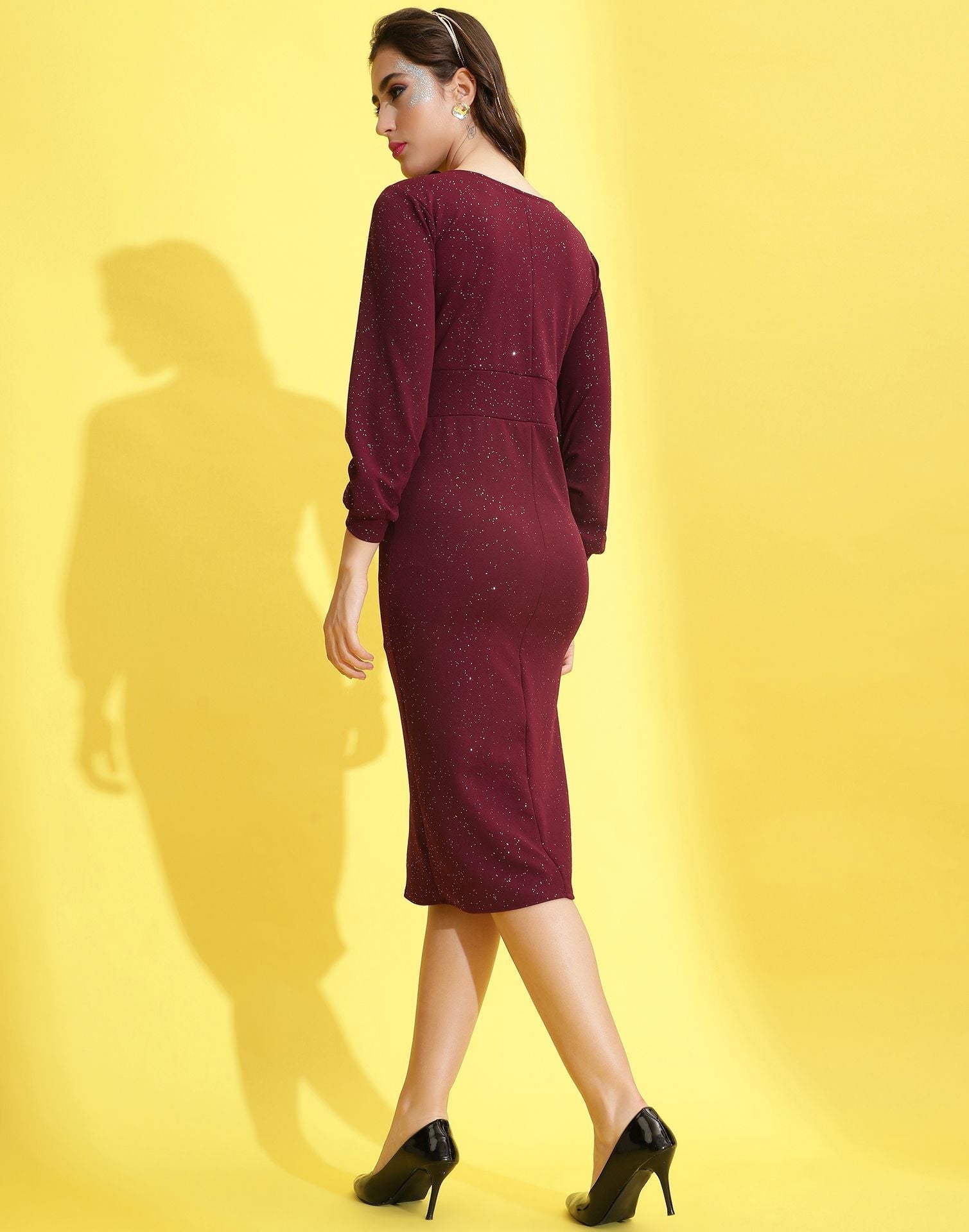 Maroon Wrap Bodycon Dress | Sudathi