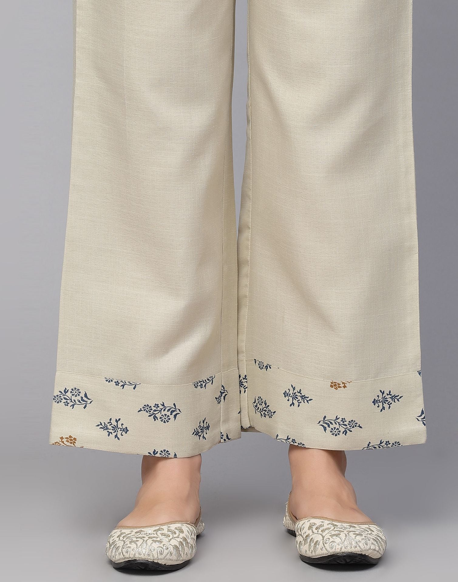 Cream Cotton Printed Kurti With Pant And Dupatta | Sudathi