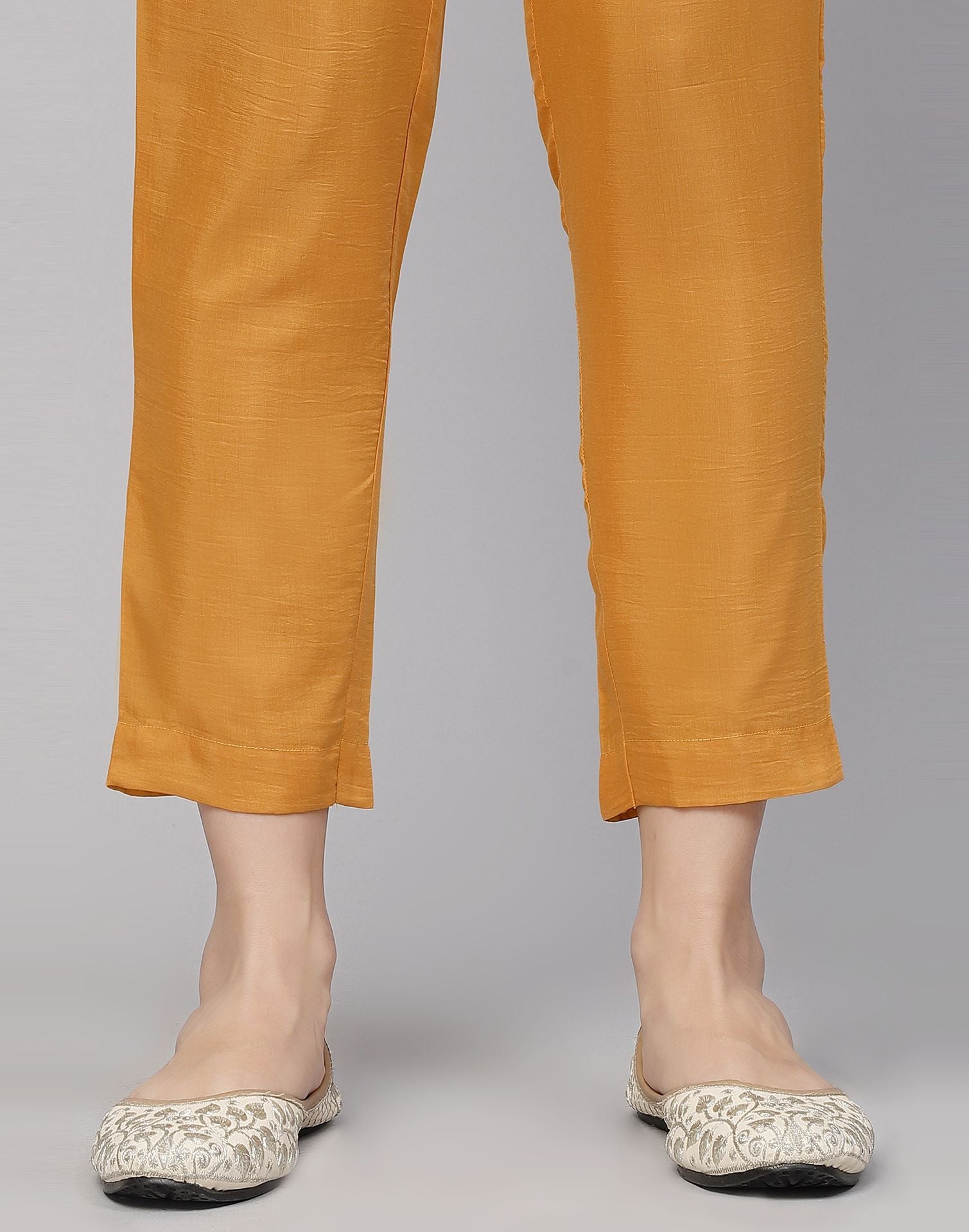 Yellow Plain Kurti With Pant And Dupatta | Leemboodi