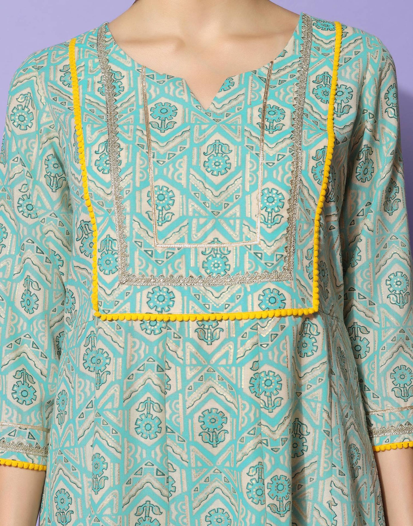 Sky Blue Printed Kurta with Pant and Dupatta | Leemboodi