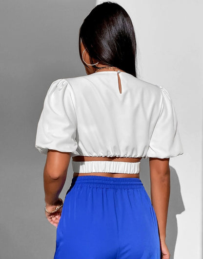 White Cut Out Tie Back Crop Top | Sudathi