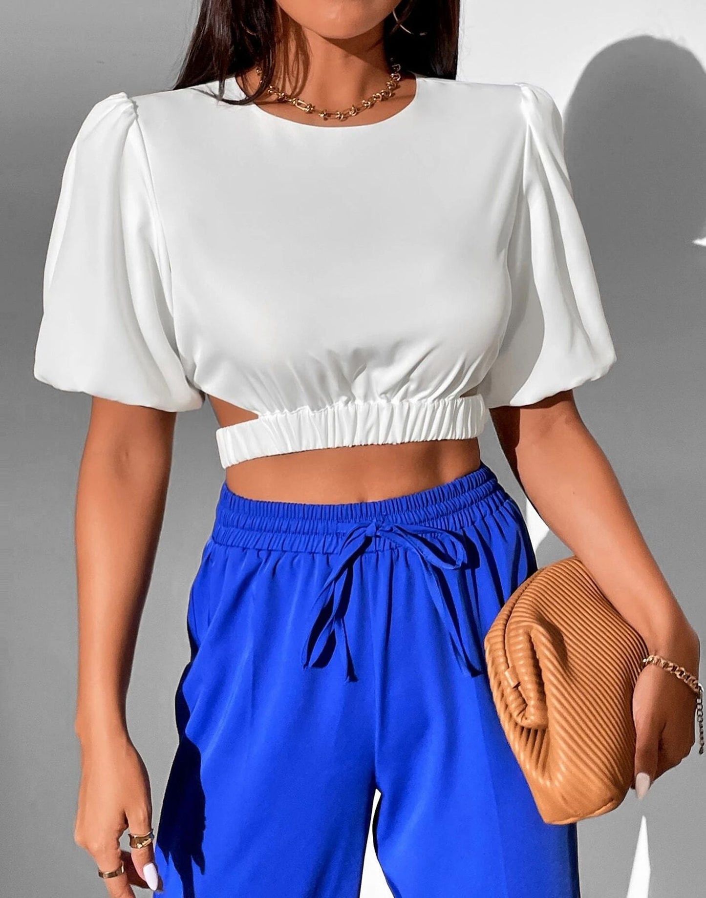 White Cut Out Tie Back Crop Top | Sudathi