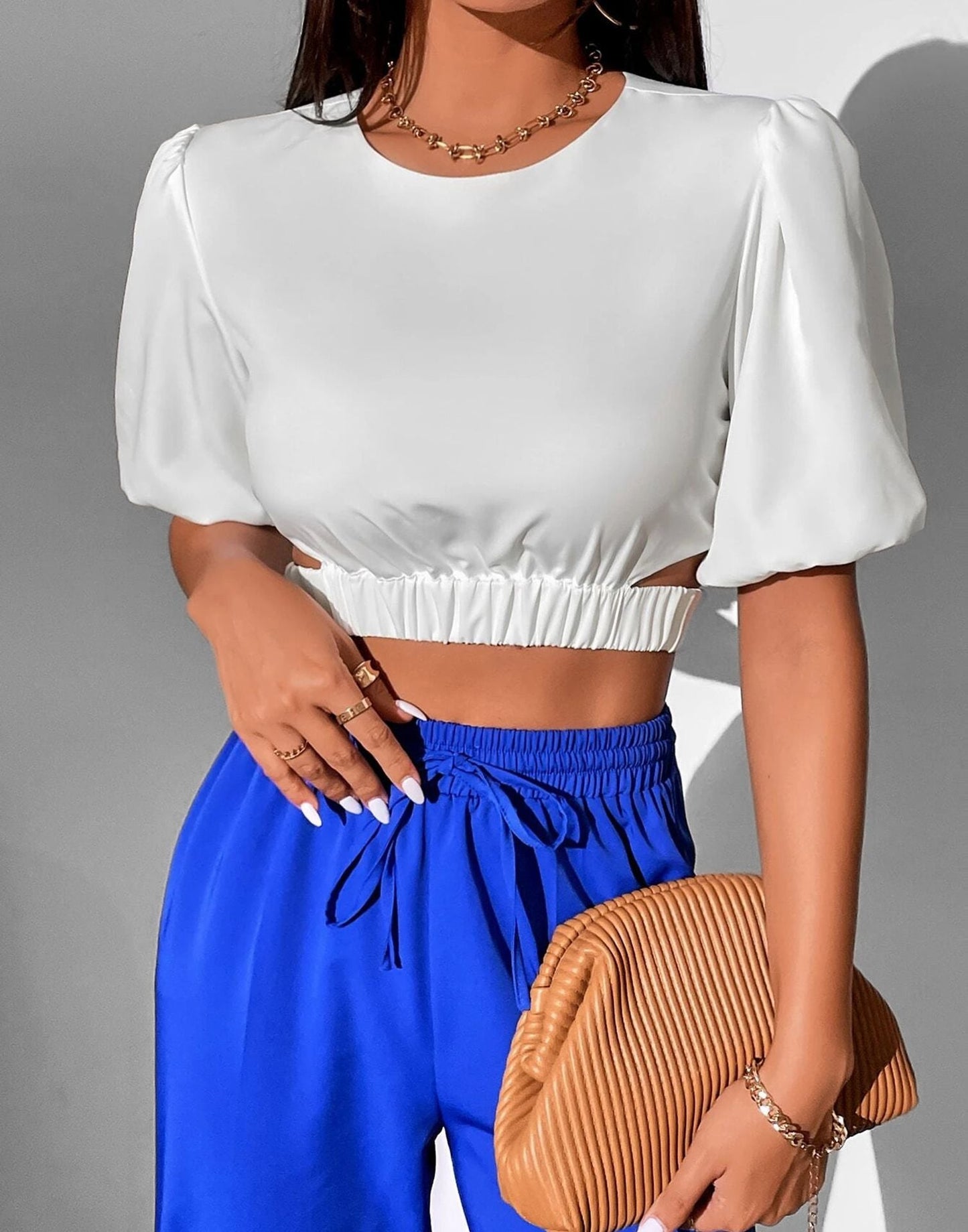 White Cut Out Tie Back Crop Top | Sudathi