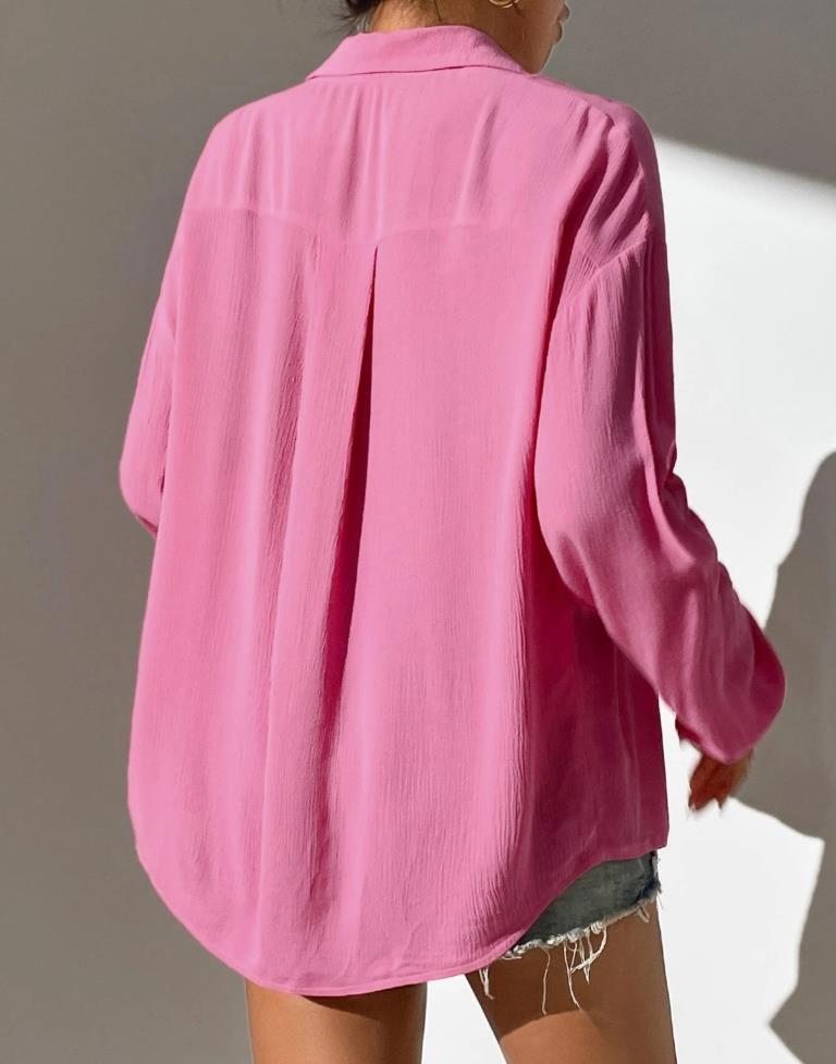 Pink Polyester Plain Casual Shirt | Sudathi