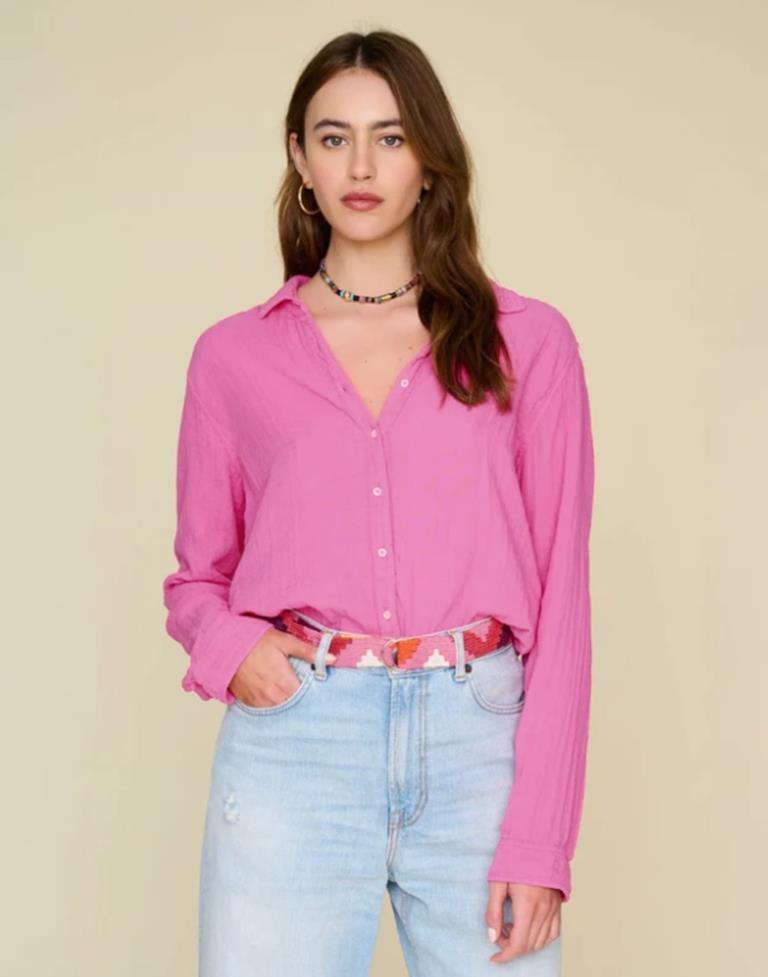 Pink Polyester Plain Casual Shirt | Sudathi