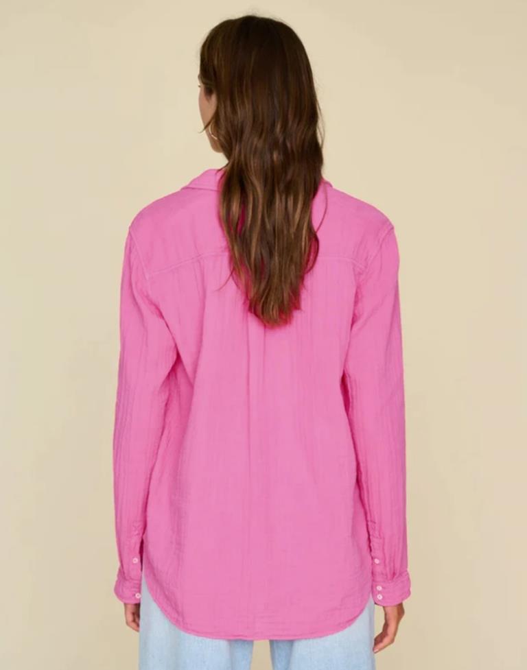 Pink Polyester Plain Casual Shirt | Sudathi