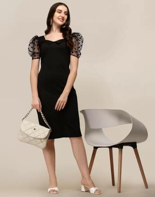 Black Puff Sleeve Bodycon | Leemboodi