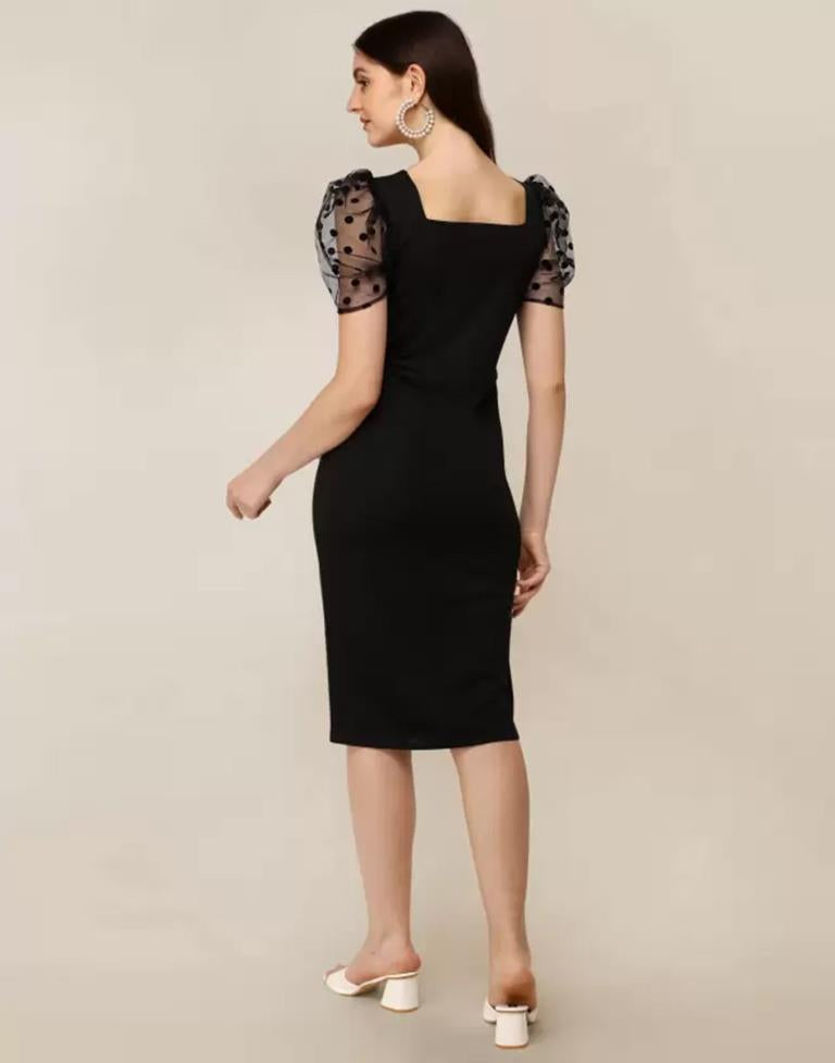 Black Puff Sleeve Bodycon | Leemboodi
