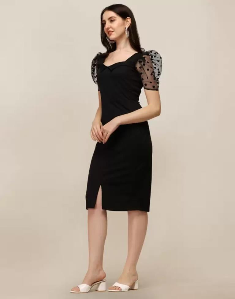 Black Puff Sleeve Bodycon | Leemboodi