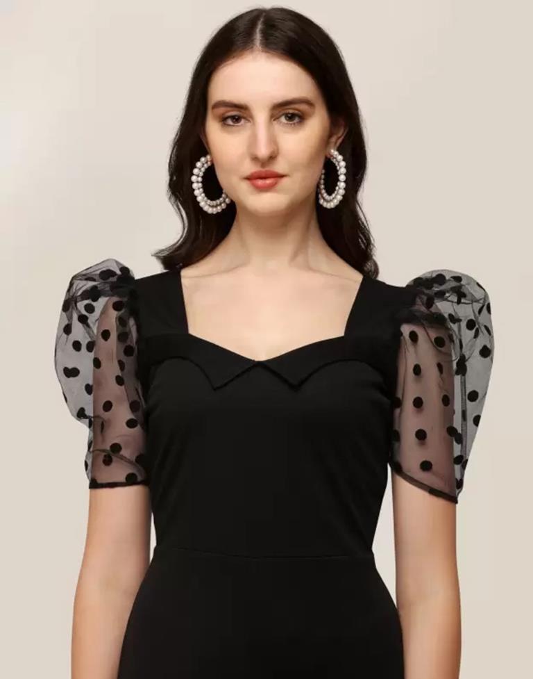 Black Puff Sleeve Bodycon | Leemboodi