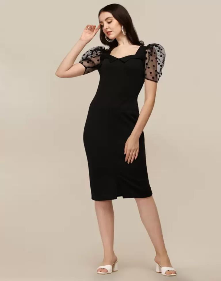 Black Puff Sleeve Bodycon | Leemboodi