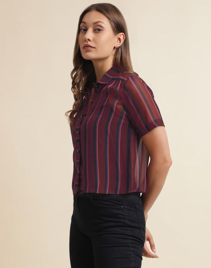 Brown Georgette Printed Top