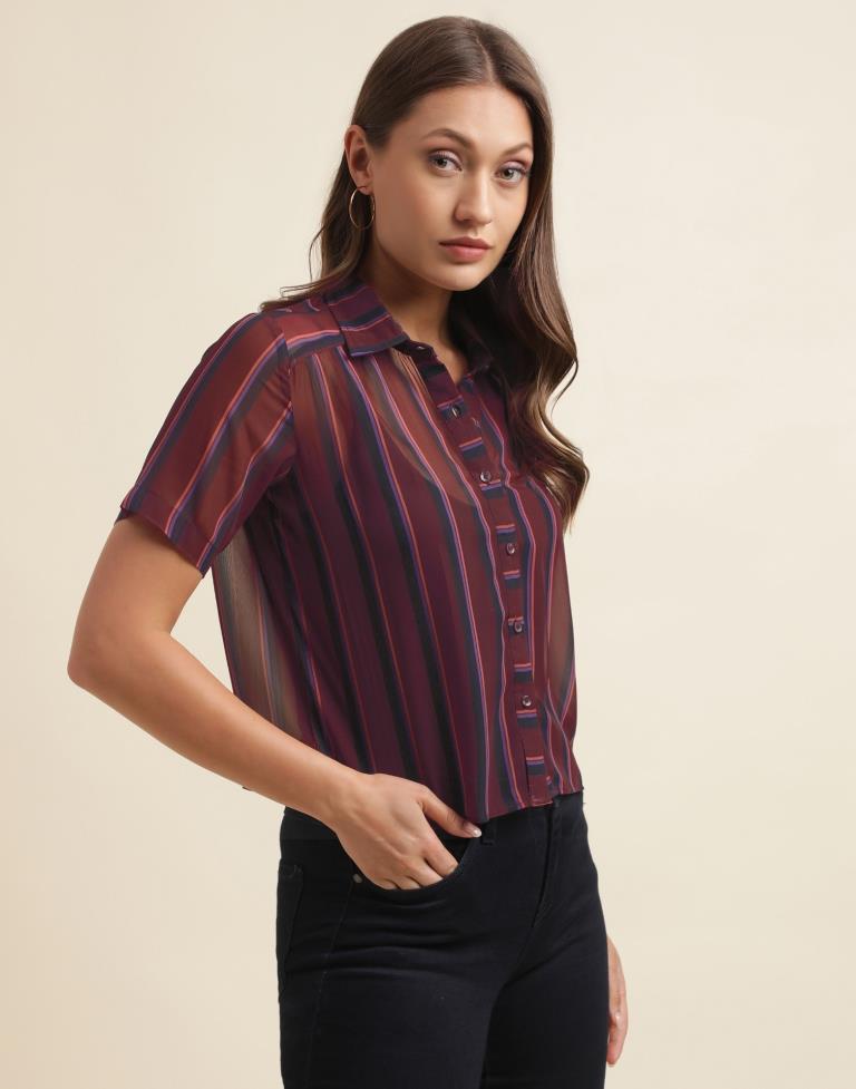 Brown Georgette Printed Top