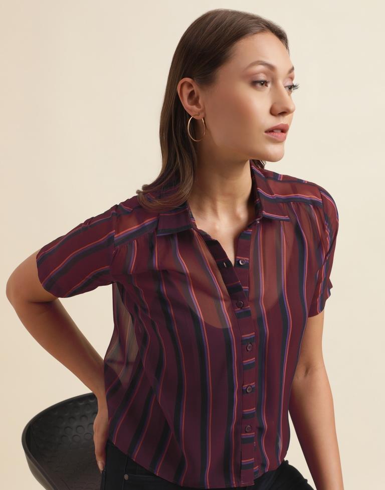 Brown Georgette Printed Top