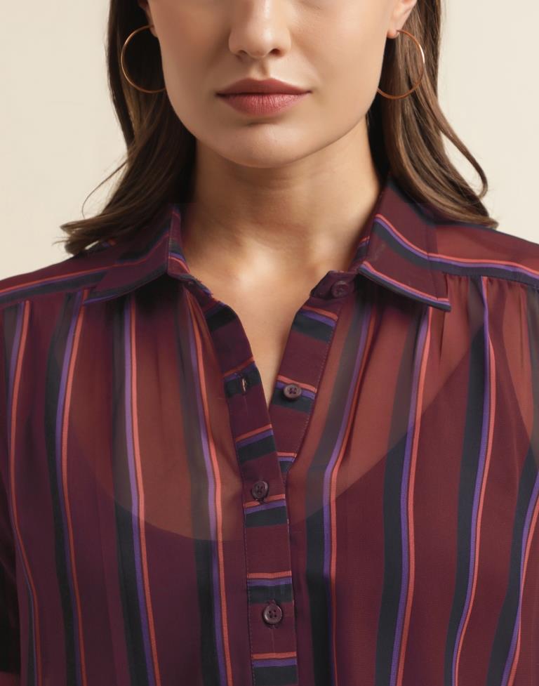 Brown Georgette Printed Top