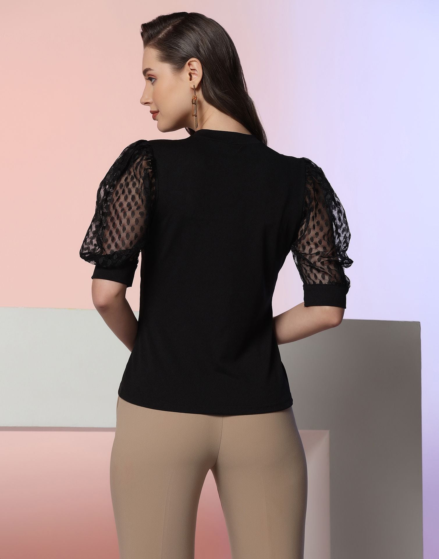 Black Puff Sleeve Top | Sudathi