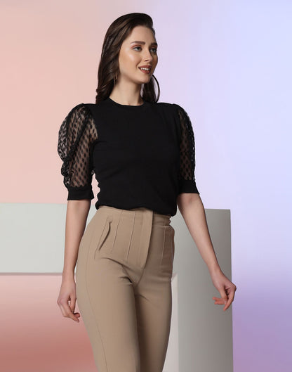 Black Puff Sleeve Top | Sudathi