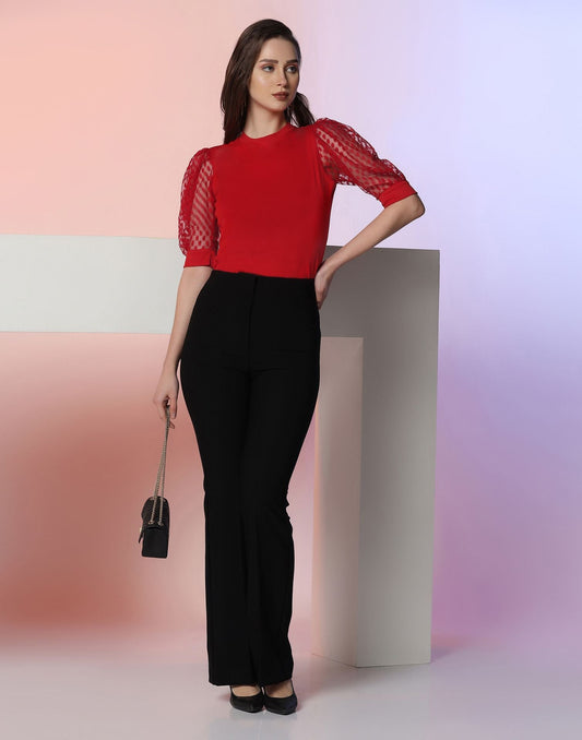 Red Puff Sleeve Top | Leemboodi