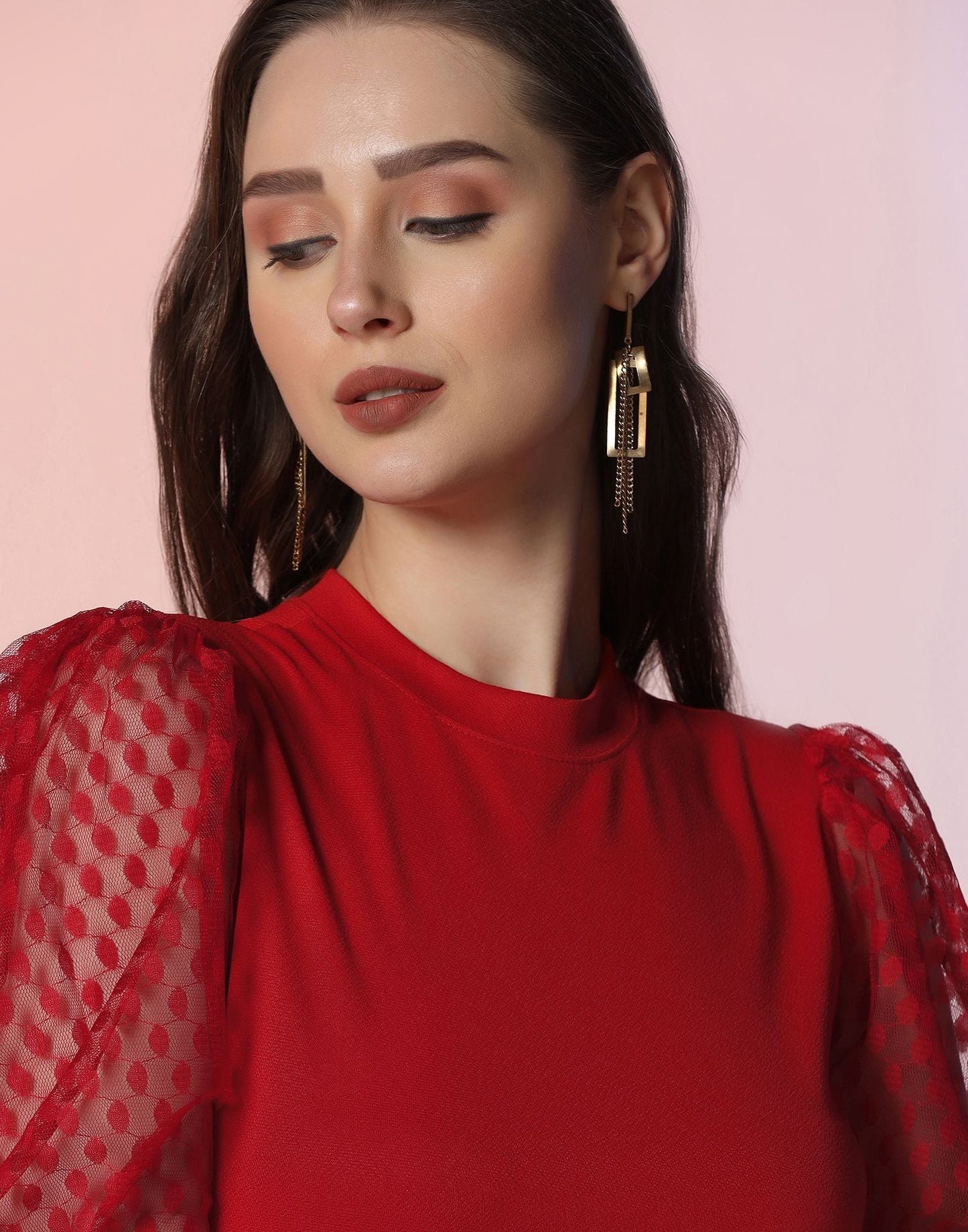 Red Puff Sleeve Top | Leemboodi