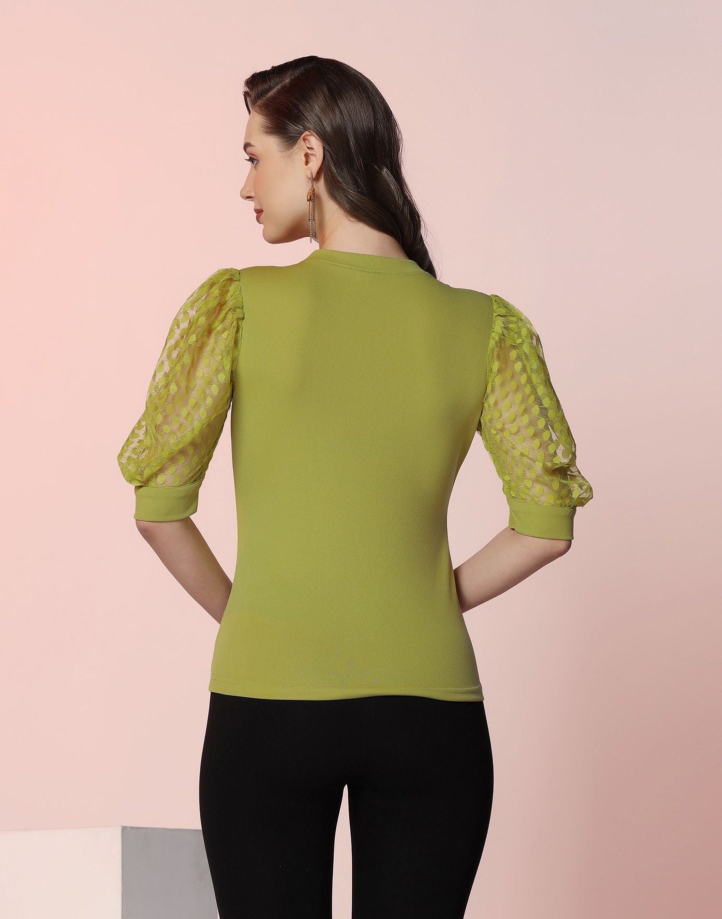 Pastel Green Puff Sleeve Top | Leemboodi