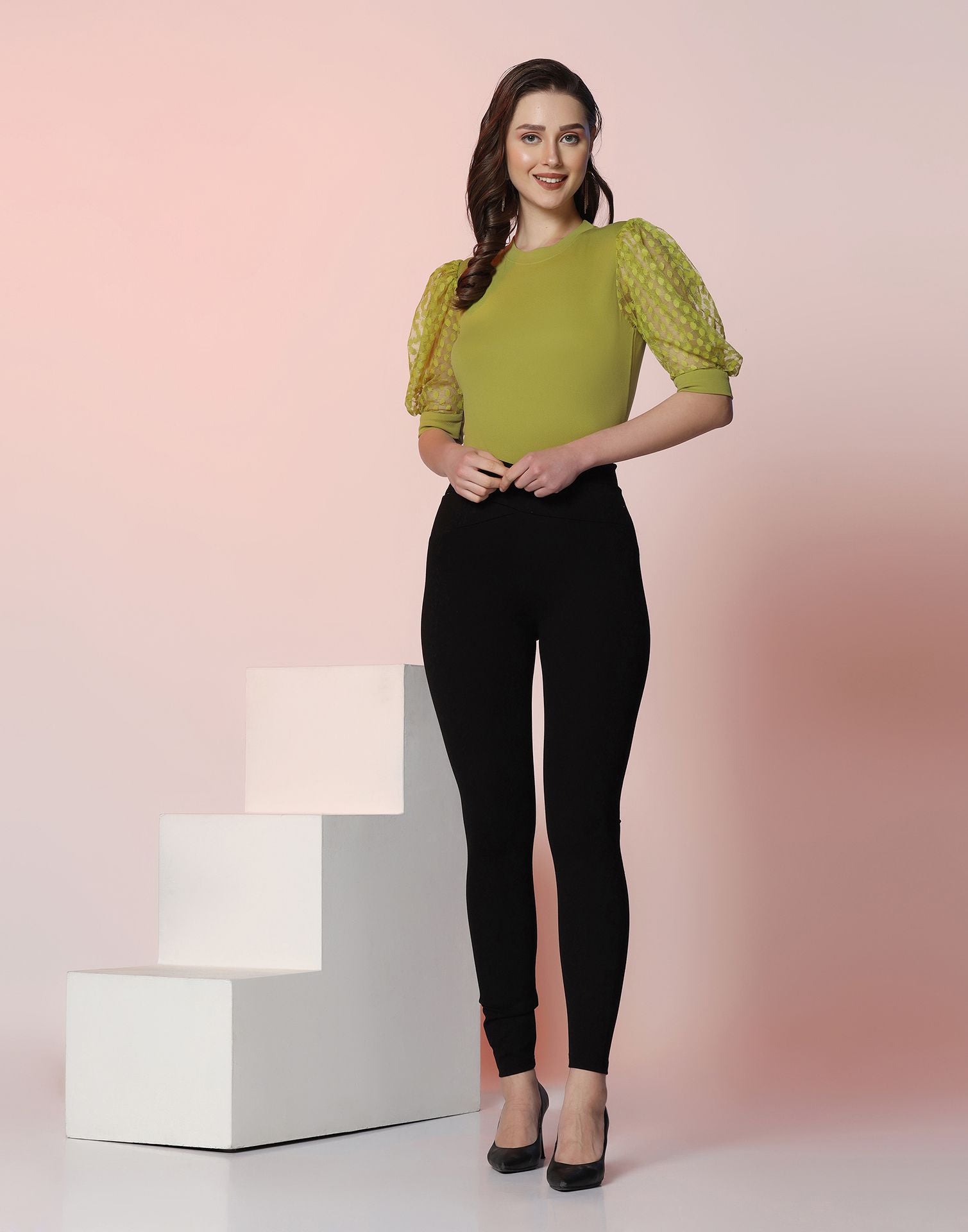Pastel Green Puff Sleeve Top | Leemboodi