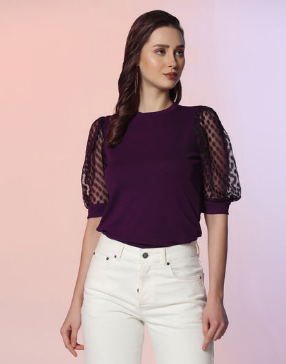 Purple Puff Sleeve Top | Leemboodi