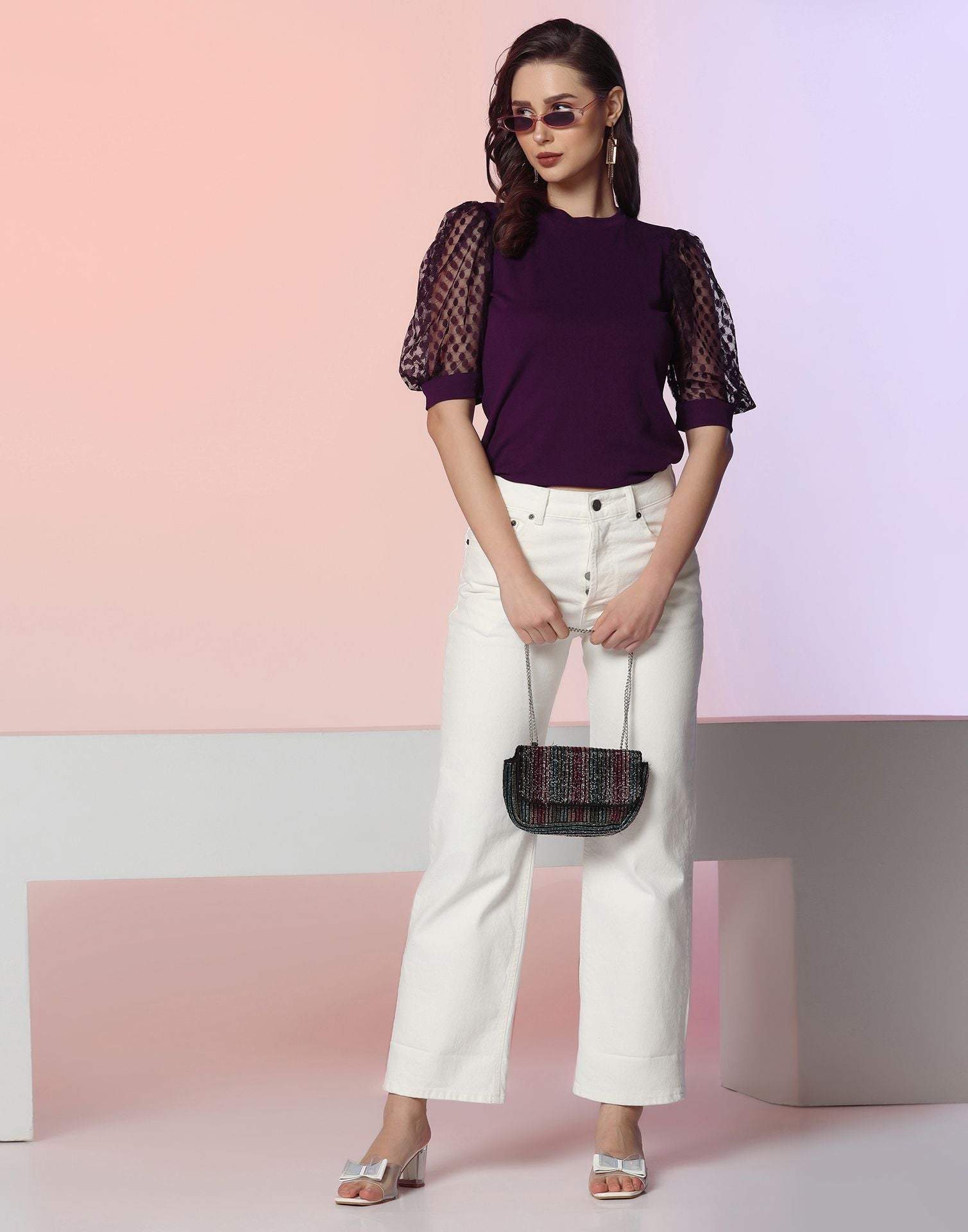 Purple Puff Sleeve Top | Leemboodi