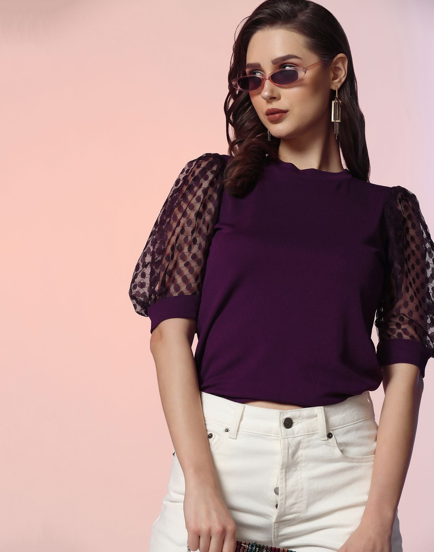 Purple Puff Sleeve Top | Leemboodi