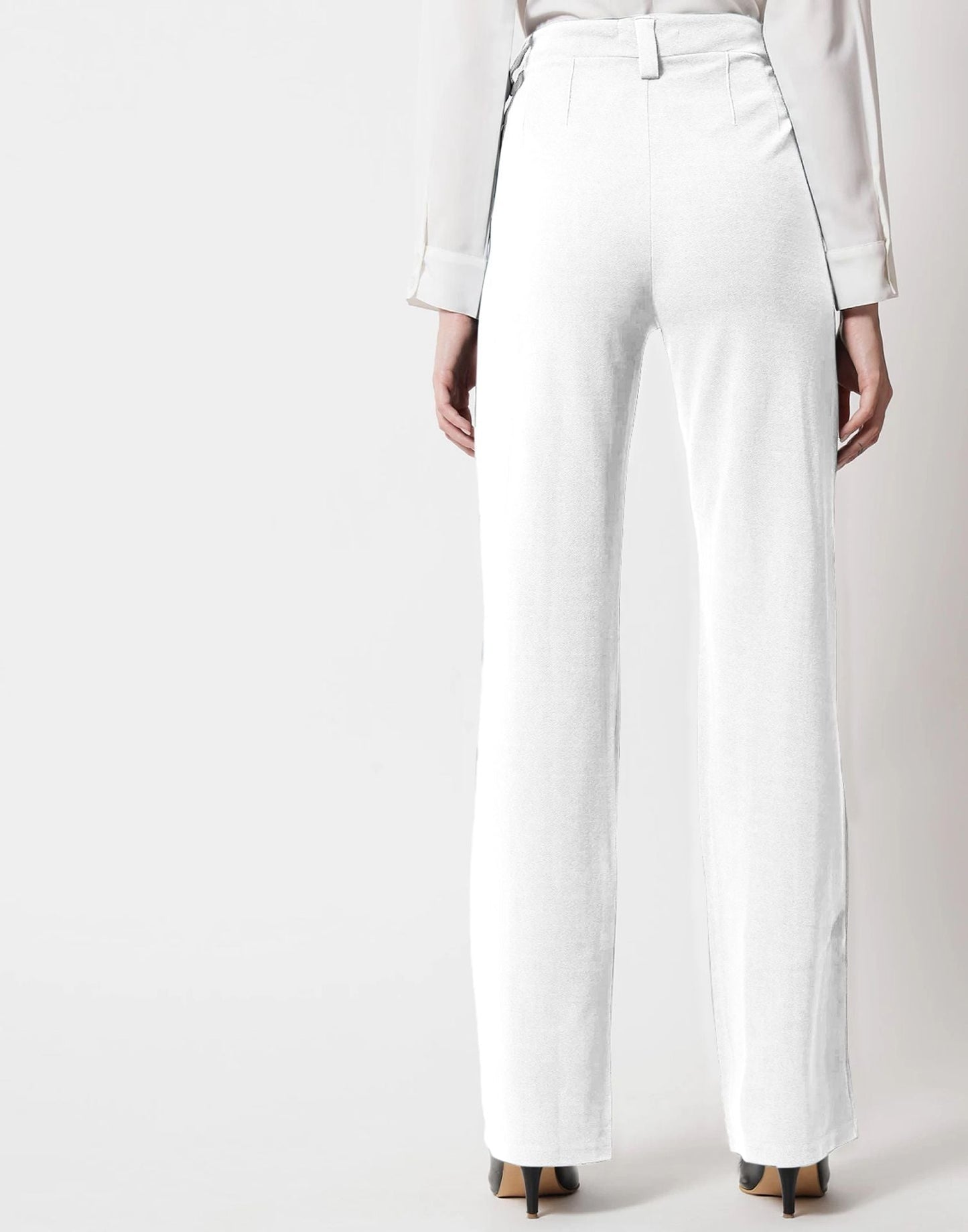 White Pin Tuck Flared Trouser | Sudathi