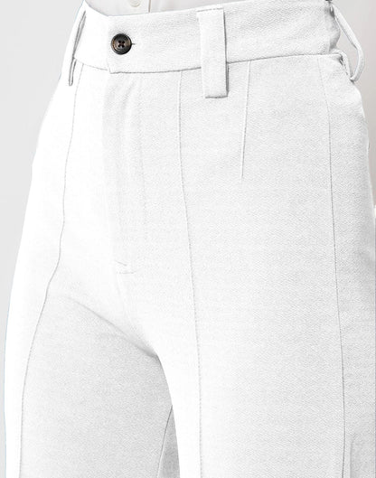 White Pin Tuck Flared Trouser | Sudathi