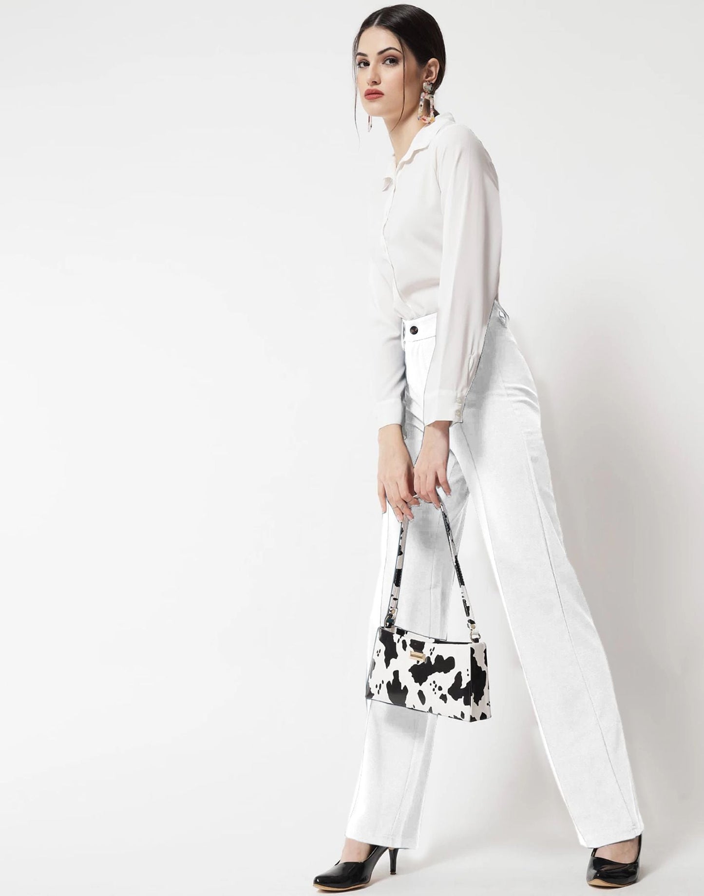 White Pin Tuck Flared Trouser | Sudathi