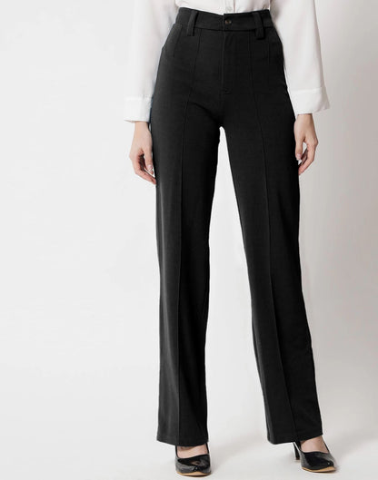 Black Pin Tuck Flared Trouser | Sudathi