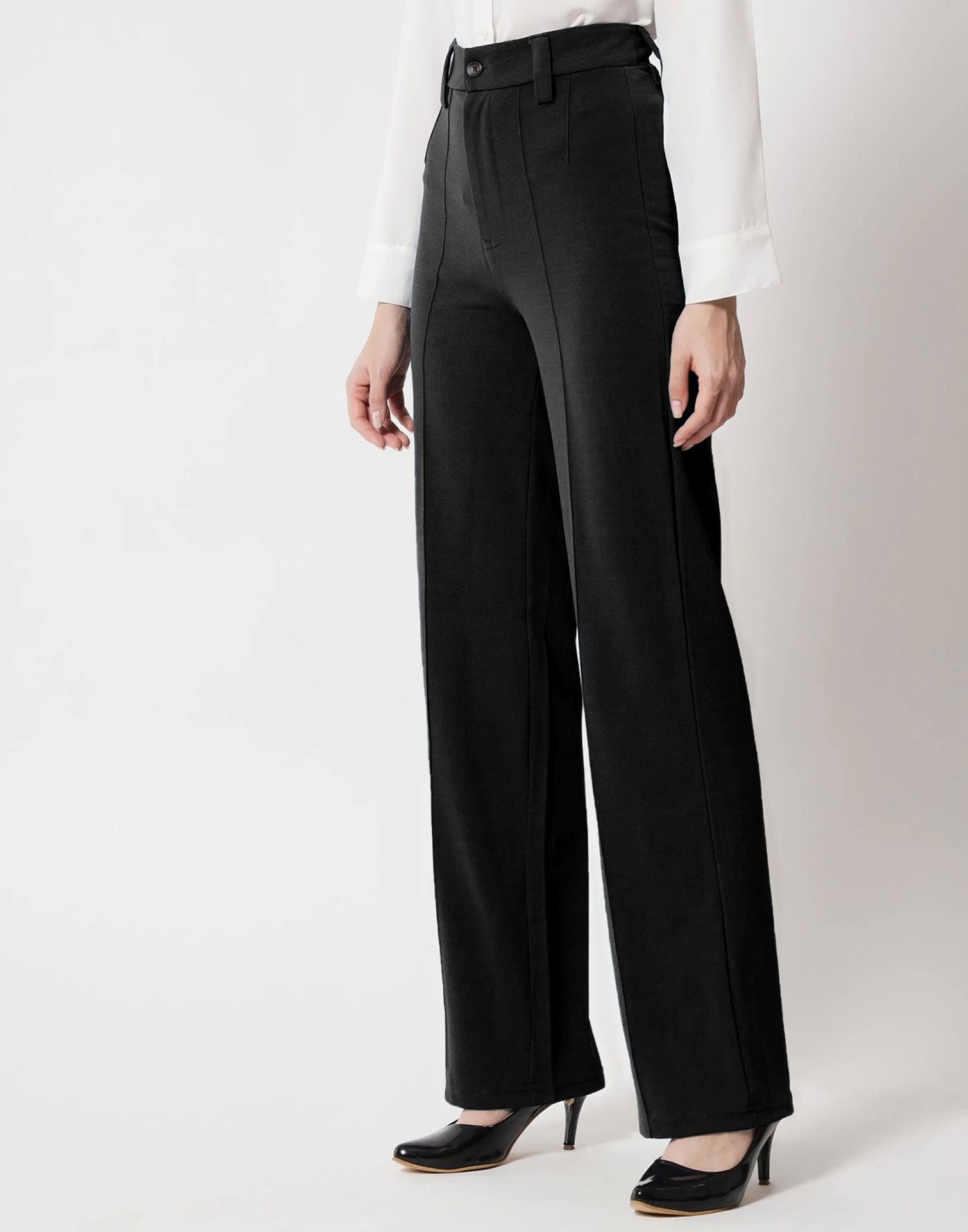 Black Pin Tuck Flared Trouser | Sudathi