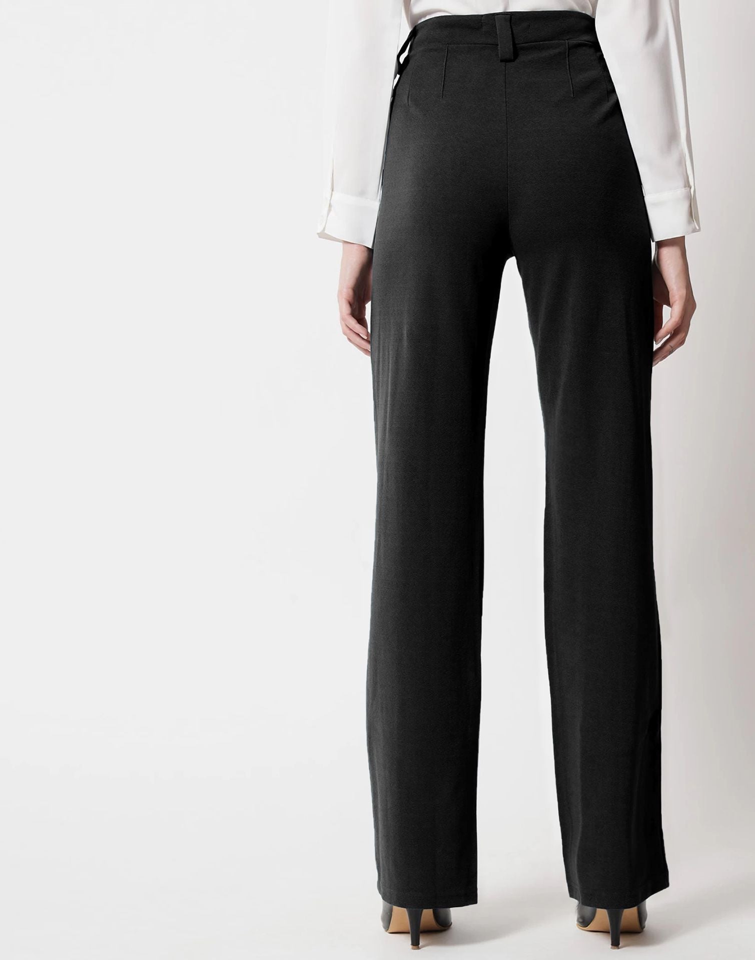 Black Pin Tuck Flared Trouser | Sudathi