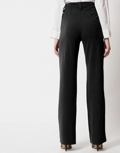 Black Pin Tuck Flared Trouser | Sudathi