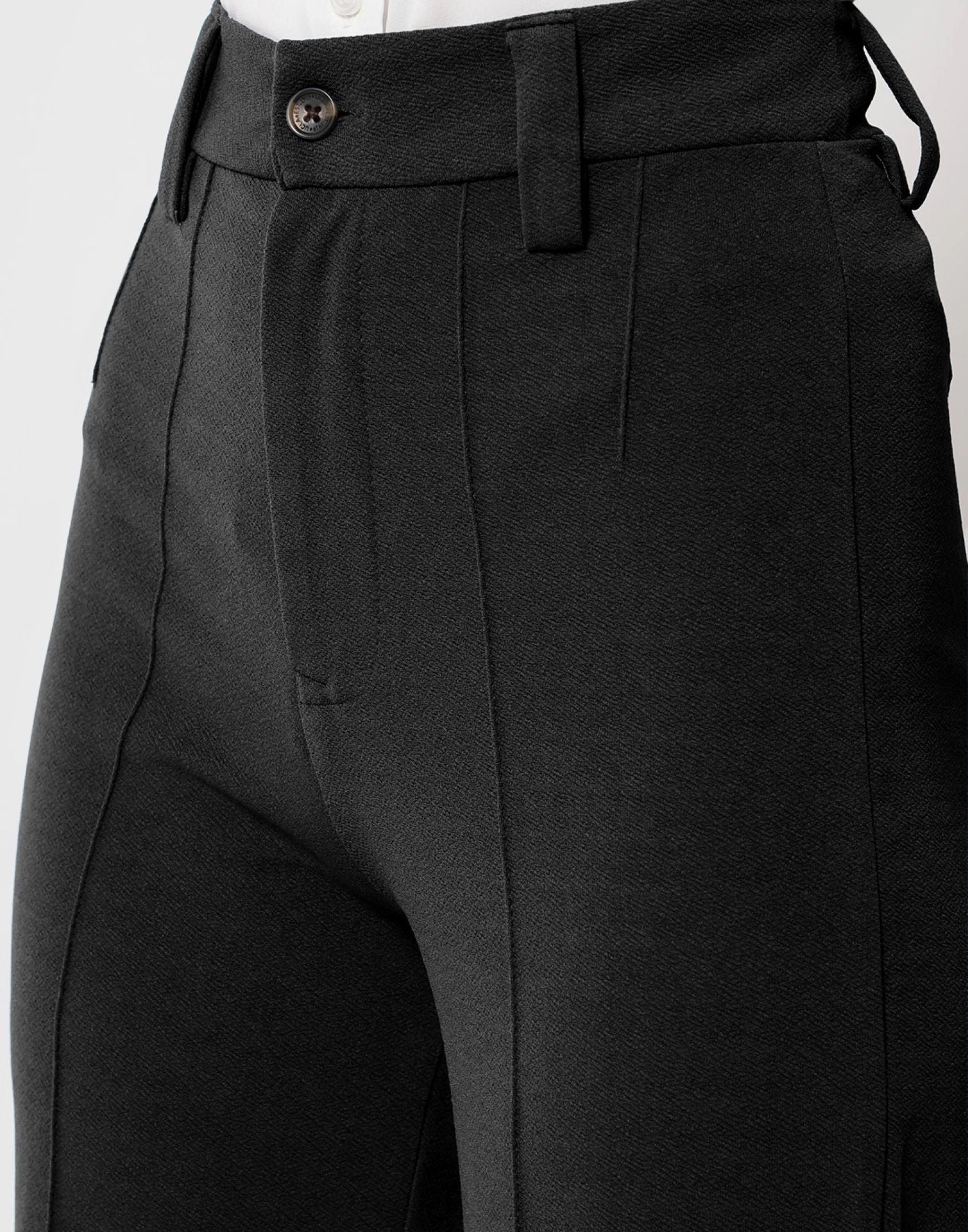 Black Pin Tuck Flared Trouser | Sudathi