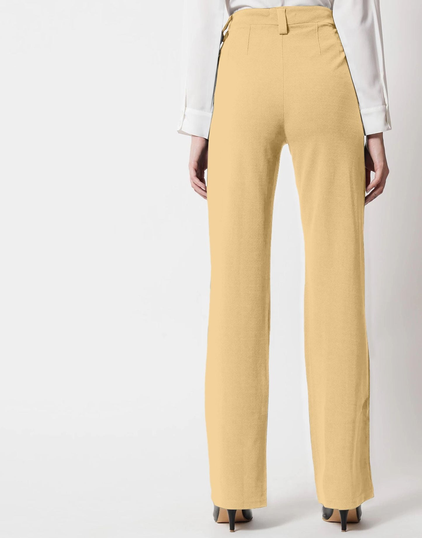 Cream Pin Tuck Flared Trouser | Sudathi